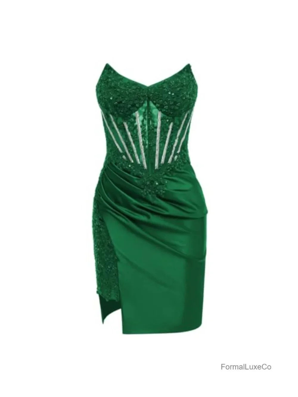 Satin Mermaid Homecoming Dress Lace Applique Corset Party